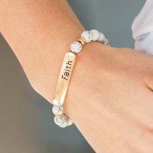 Faith marbled stone bracelet